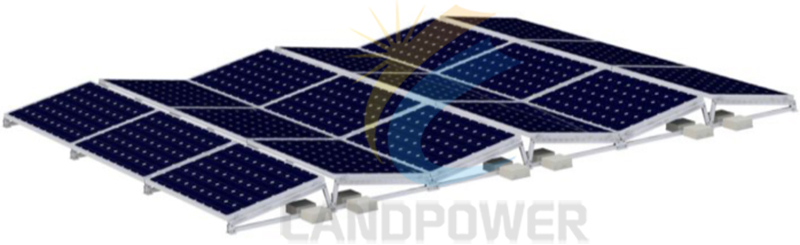 East and west flat roof solar mounting